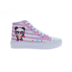 Tênis Infantil Feminino Estilo Street Cadarço Panda Listrado Lilás
