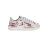 Tênis Infantil para Menina Fechamento Cadarço Estelar Glitter Branco/Rosa
