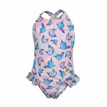 Maiô Infantil Feminino Moda Praia Rosa Estampado