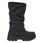 Bota Infantil Menina Brilho Preta Cano Médio Tratorada Fashion