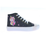 Tênis Infantil Feminino Estilo Street Cadarço Unicórnio Preto