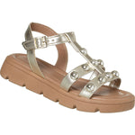 Sandália Infantil Feminina Flatform Tiras Cruzadas Dourada