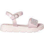 Sandália Infantil Feminina Flatform Detalhe Strass Nude