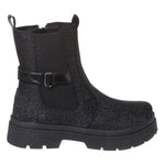 Bota Coturno Infantil Menina Com Brilho Preto Glitter
