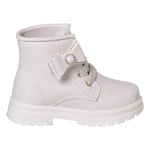 Bota Coturno Infantil Menina Tratorada Cano Curto Off White