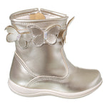 Bota Infantil Menina Com Borboleta Strass Ouro Light Dourada