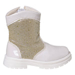 Bota Infantil Feminina Off White Glitter Dourado