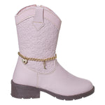 Bota Infantil Feminina Texana Rosa Estrelas Com Pingente