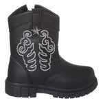 Bota Texana Menina Cano Curto Bordada Preto