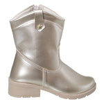 Bota Texana Infantil Menina Boiadeira Cano Curto Lisa Dourado