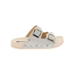Sandália Infantil Birken Fivela Dupla para Menina Glitter Prata/Off White