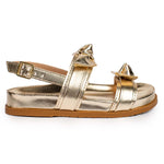 Sandália Birken Infantil Feminina Calce Fácil Detalhe em Amarração Dourado Metalizado