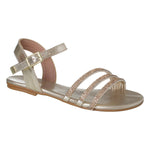 Sandália Infantil Feminina Napa Soft Dourado Tiras Strass