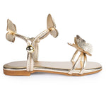 Sandália Infantil Feminina Napa Soft Borboleta Dourada Metalizada Glitter