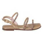 Sandália Infantil Feminina Tiras Com Strass Conforto Dourado