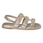 Sandália Infantil Feminina Tachinhas Dourada Metalizada