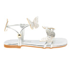 Sandália Infantil Feminina Borboleta Metalizada Prata