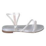 Sandália Infantil Feminina Prata Tiras Com Strass