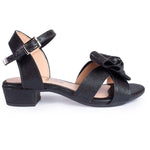 Sandália Feminina Salto Bloco Baixo Laço Preto