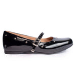 Sapatilha Infantil Feminina Boneca Bico Quadrado Preto Verniz