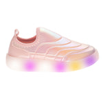 Tênis Infantil Feminino Calce Fácil Solado Led Rosa Holográfico
