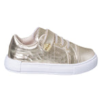Tênis Infantil Feminino Calce Fácil Fechamento Duplo Dourado Coroa