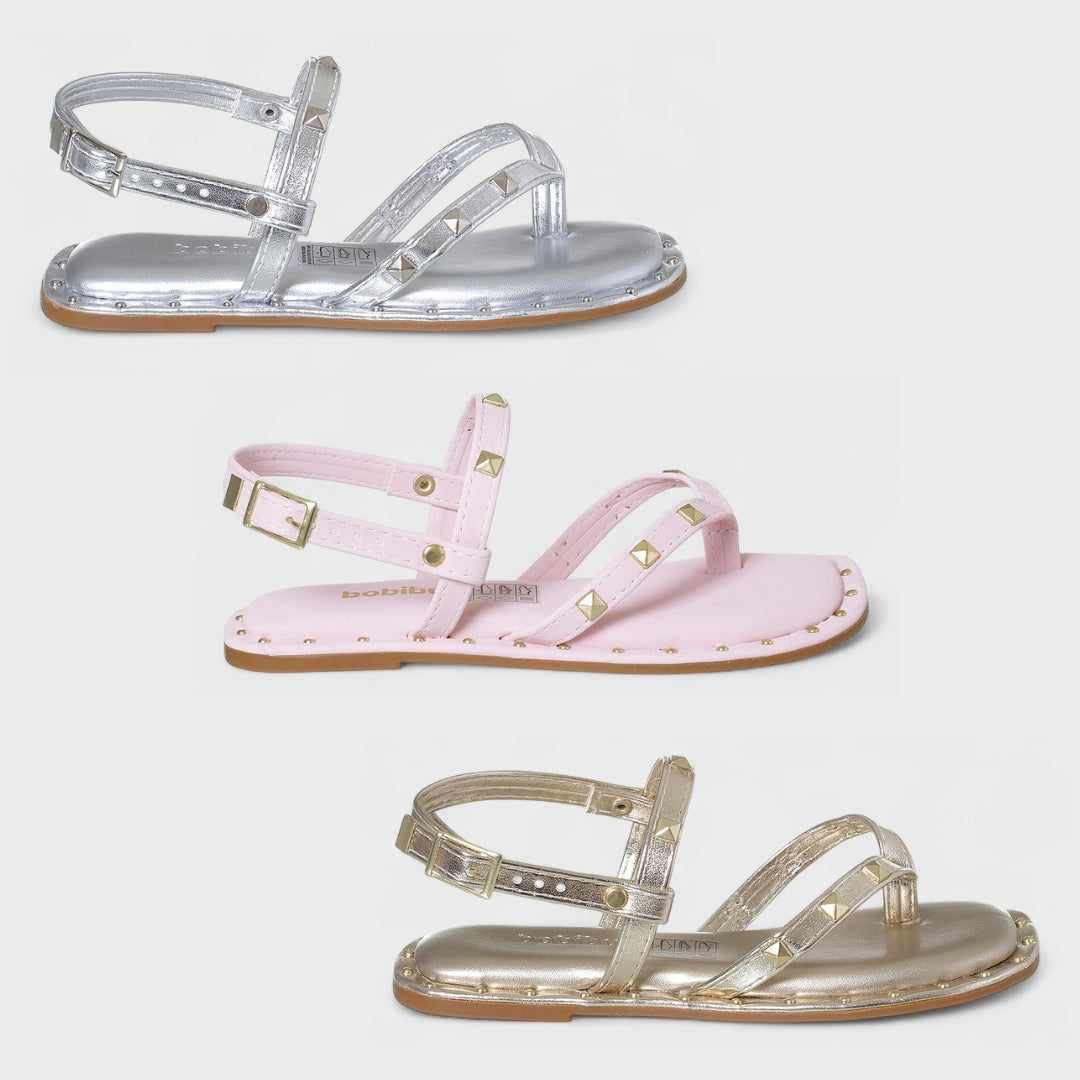 Sandália Infantil Feminina Rasteira Com Spikes