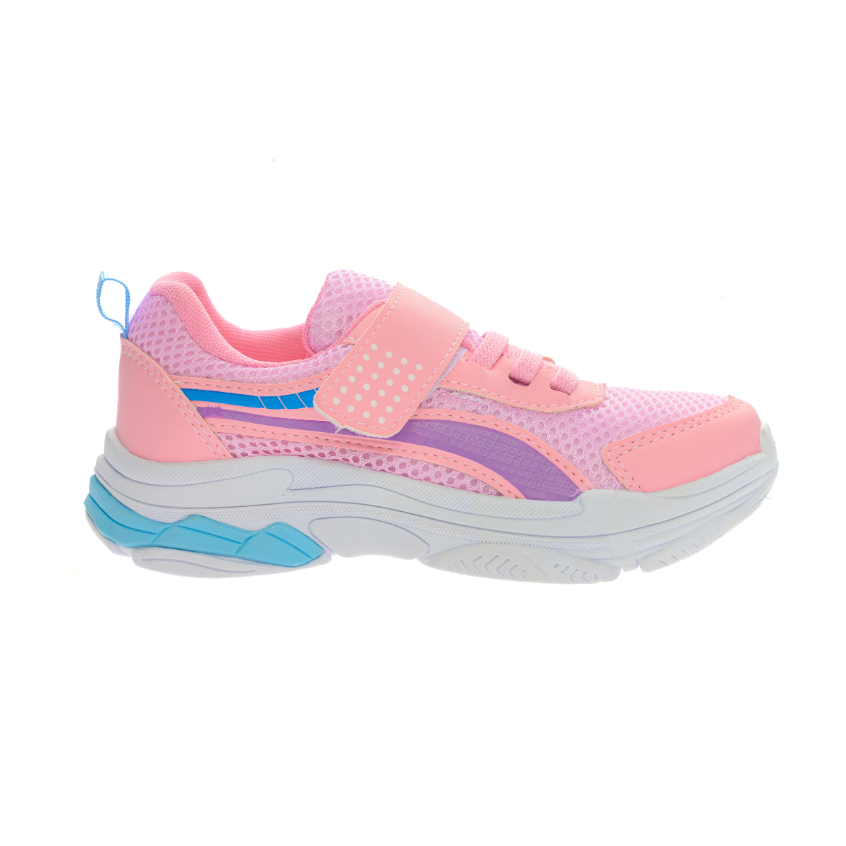 Tênis Infantil Esportivo em Nylon Fechamento em Velcro Rosa/Azul