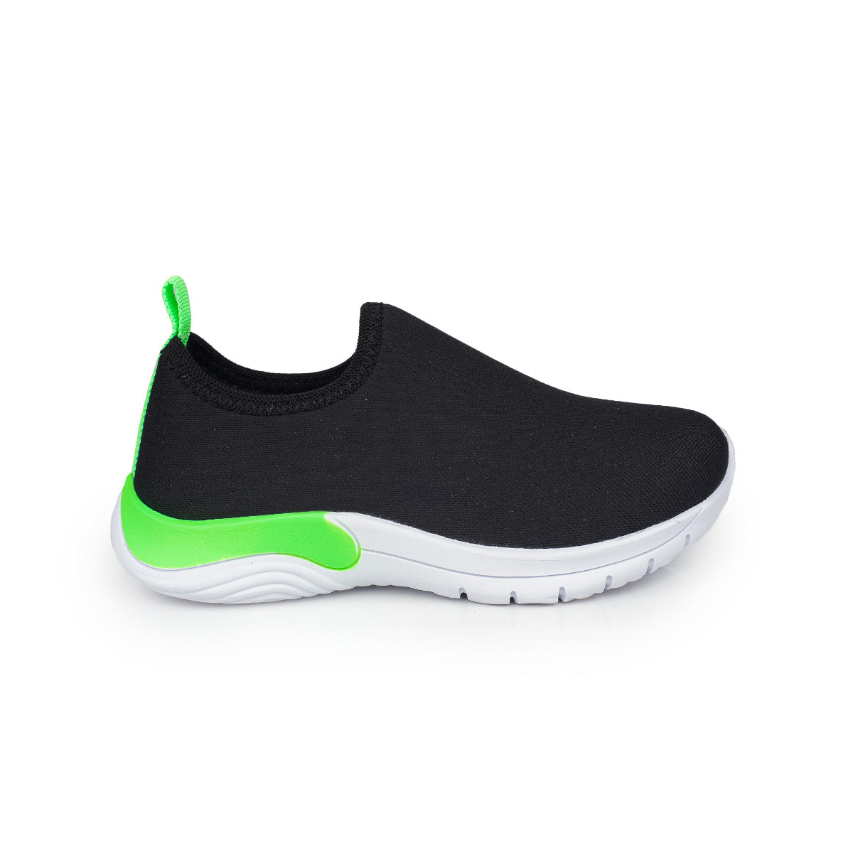 Tênis Infantil Masculino Calce Fácil Super Leve Preto/Verde Lima