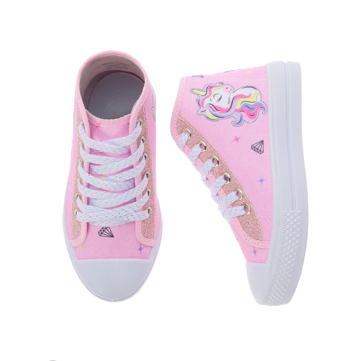 Tênis Infantil Feminino Estilo Street Cadarço Unicórnio Rosa