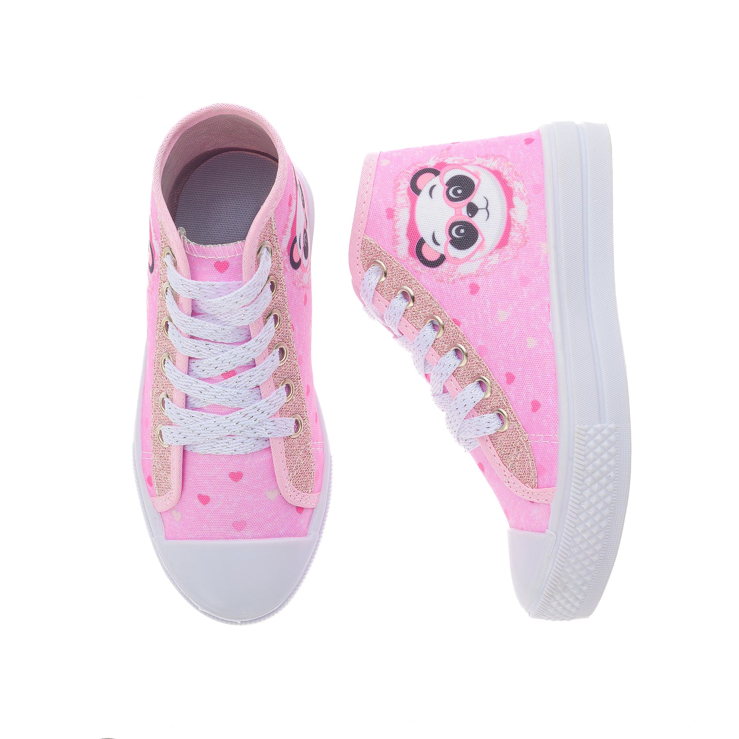 Tênis Infantil Feminino Estilo Street Cadarço Panda Rosa