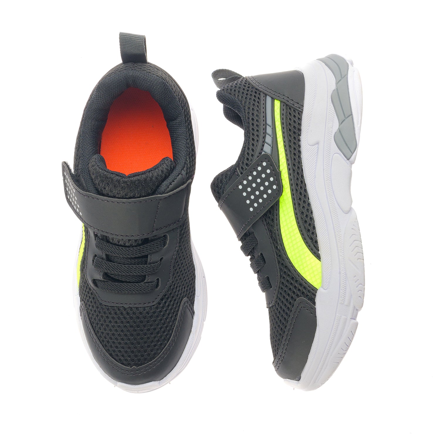 Tênis Infantil Esportivo em Nylon Fechamento em Velcro Preto/Verde
