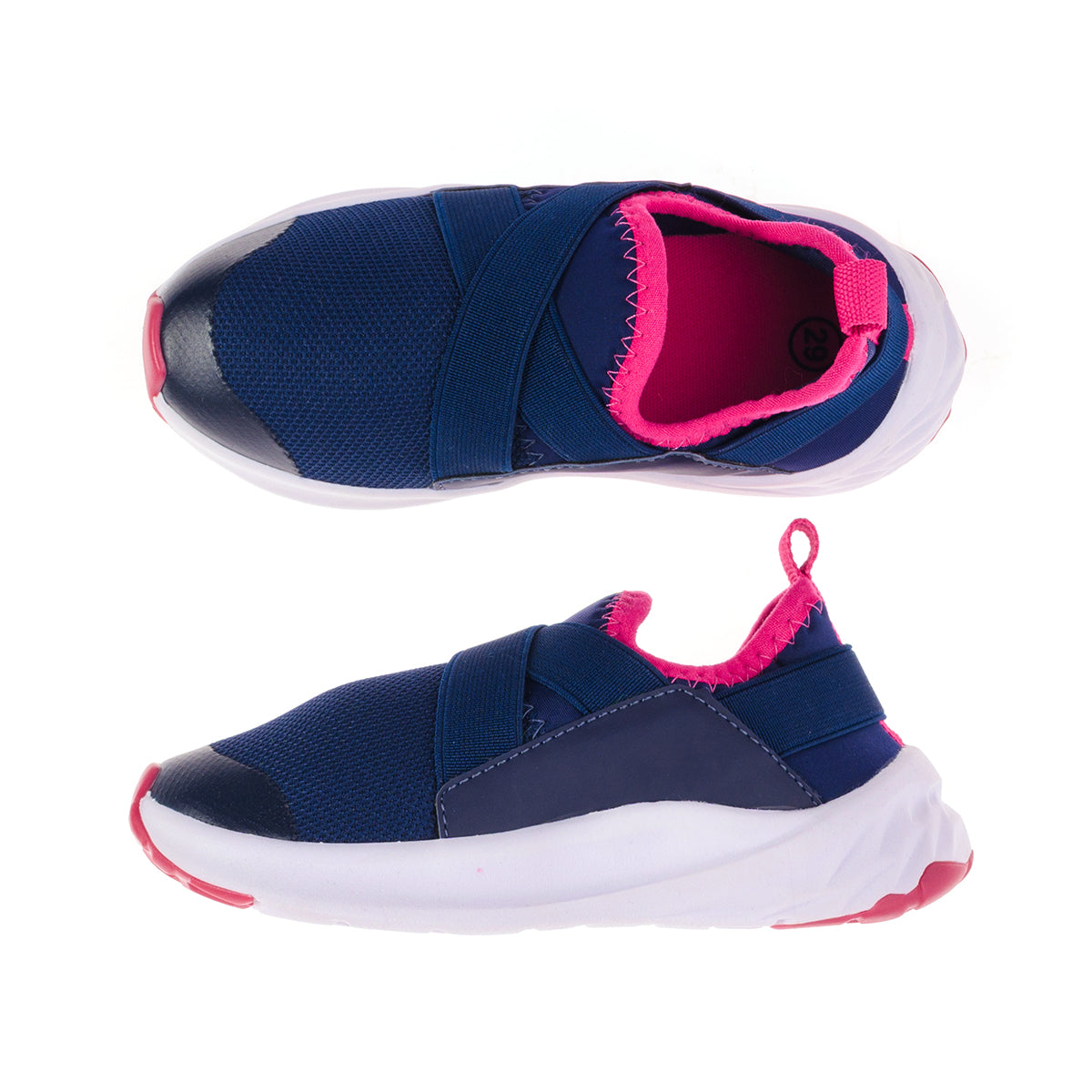 Tênis Infantil para Menina Calce Fácil Elástico Marinho/Pink