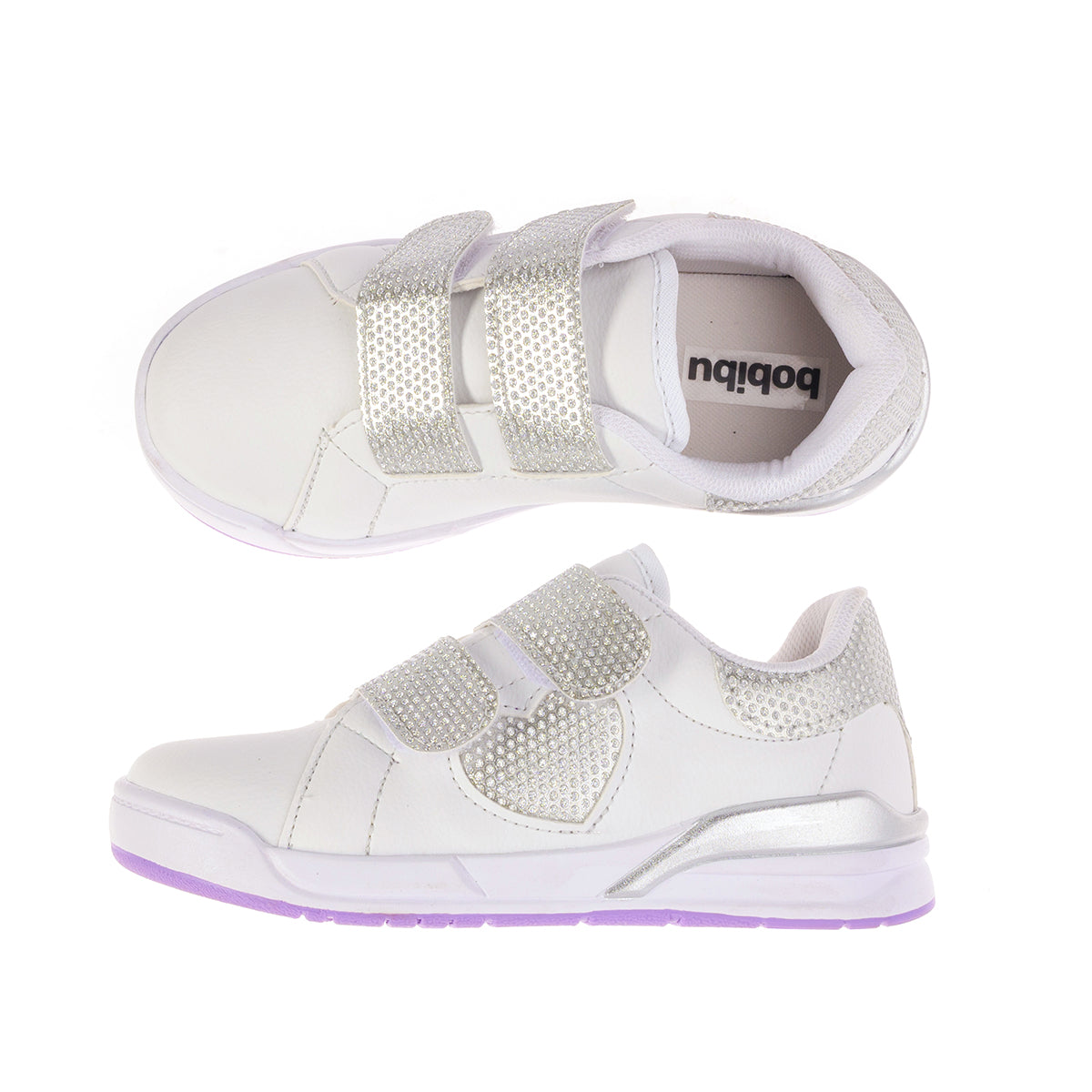 Tênis Infantil Street Feminino Coração Glitter Branco/Prata