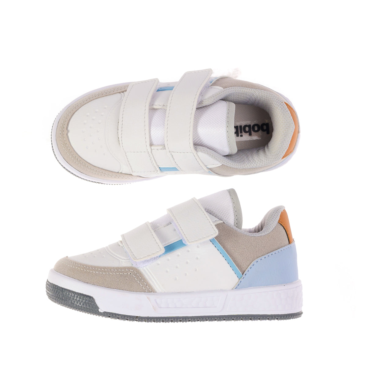 Tênis Street Infantil Masculino Velcro Duplo Branco/Cinza/Azul