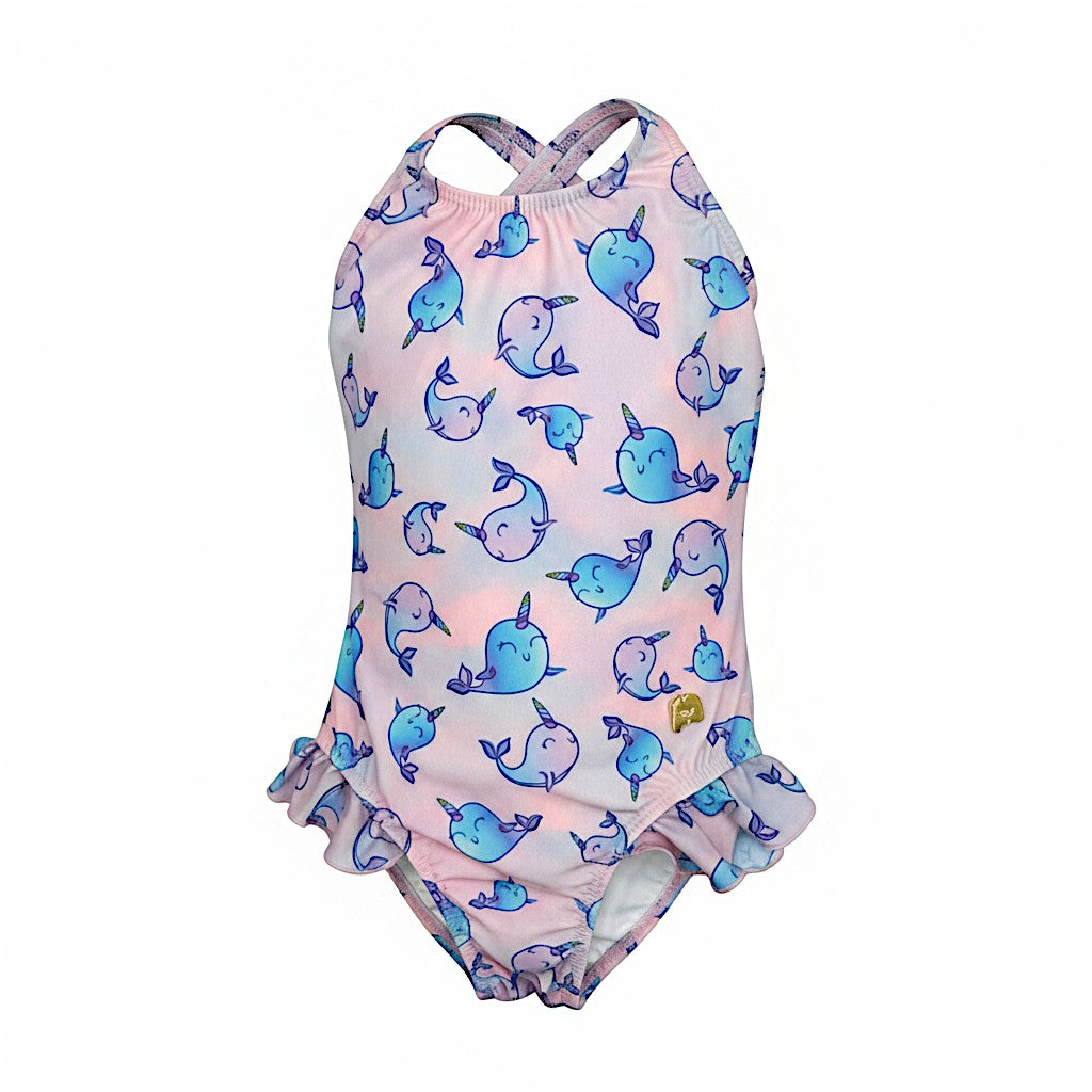 Maiô Infantil Feminino Moda Praia Rosa Estampado