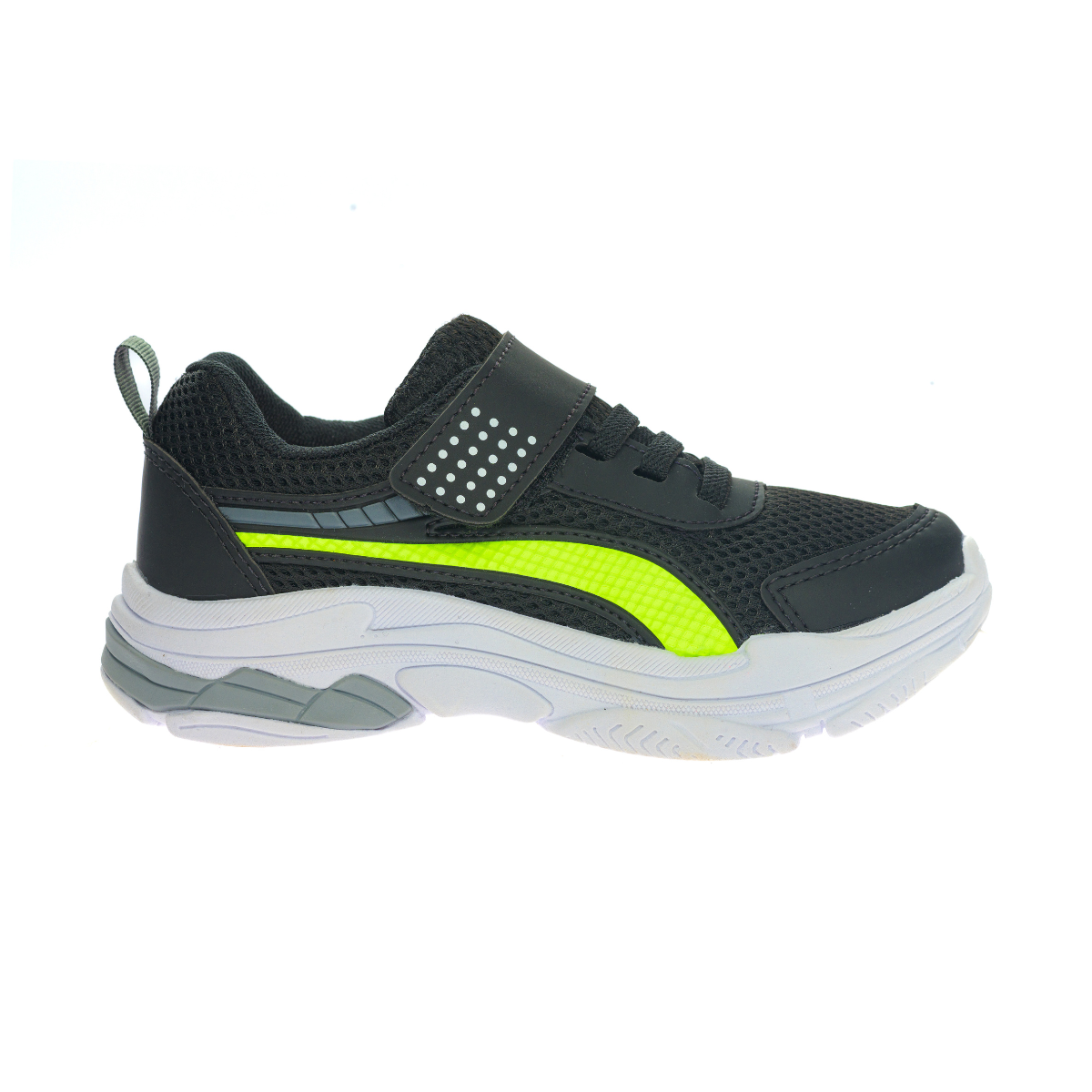 Tênis Infantil Esportivo em Nylon Fechamento em Velcro Preto/Verde
