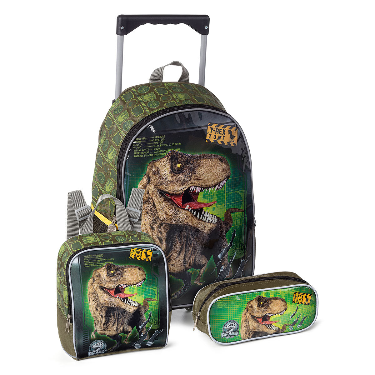 Kit Mochila Dinossauro Estojo Lancheira Térmica Menino