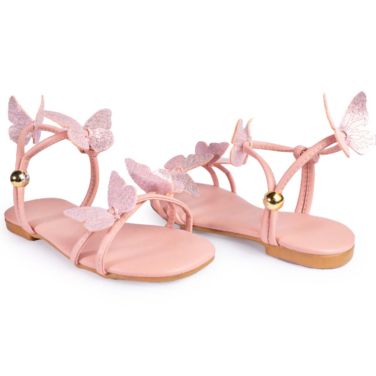 Sandália Infantil Feminina Borboleta Napa Soft Pétala Rose Glitter