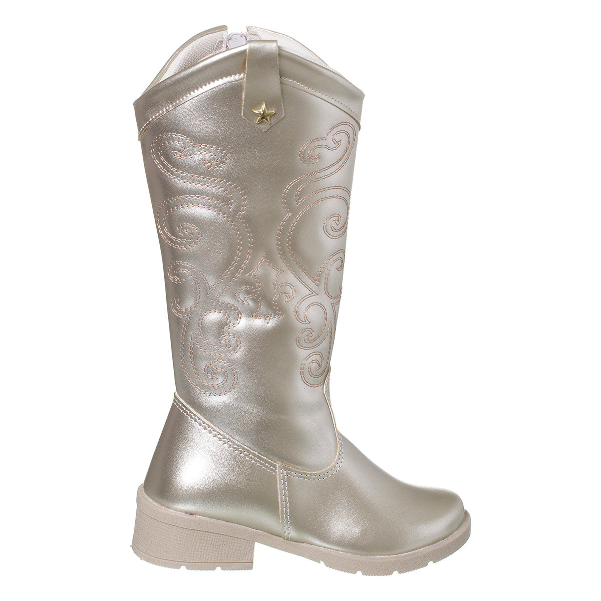 Bota Infantil Menina Texana Boiadeira Cano Alto Dourado