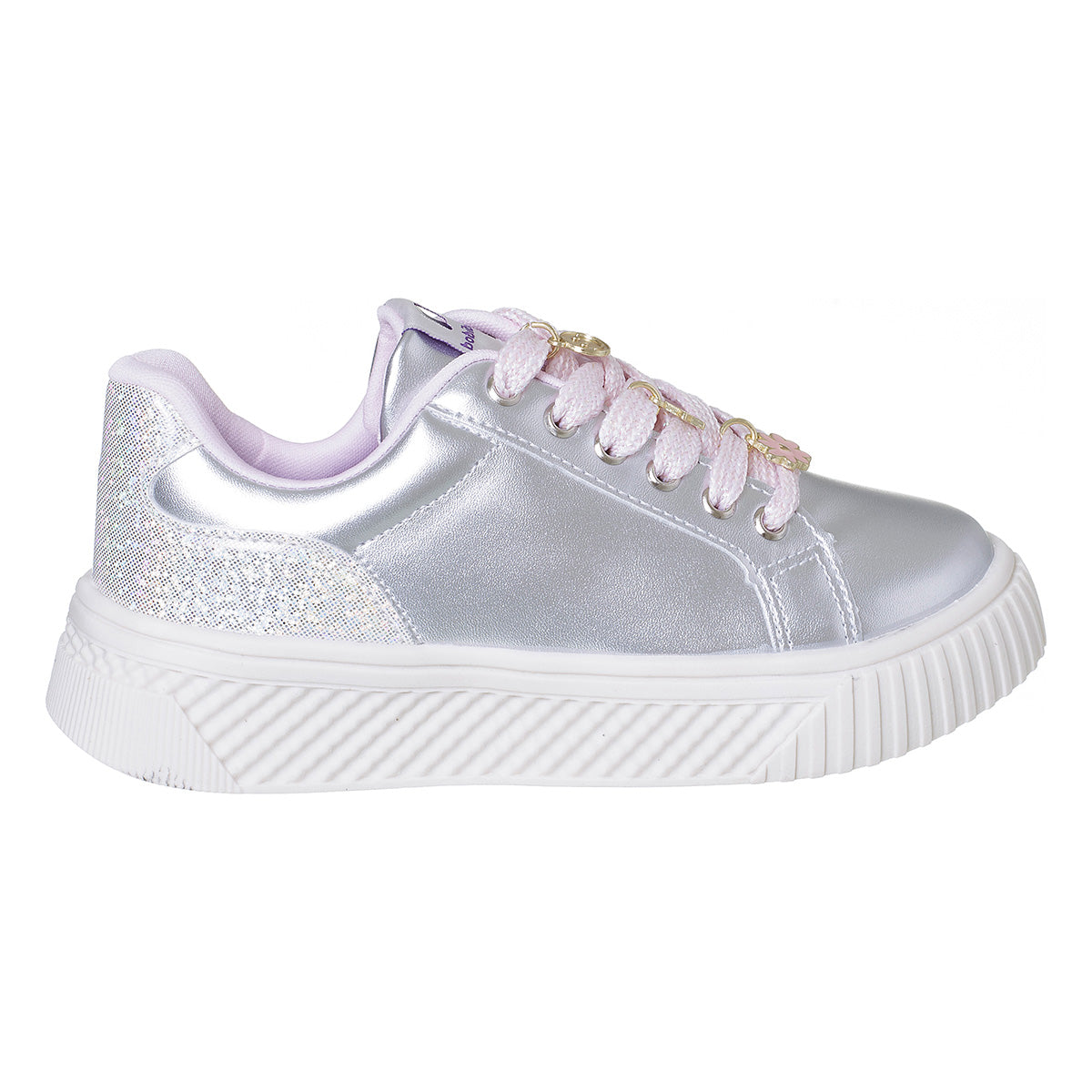 Tênis Infantil Feminino Casual Com Pingentes Prata