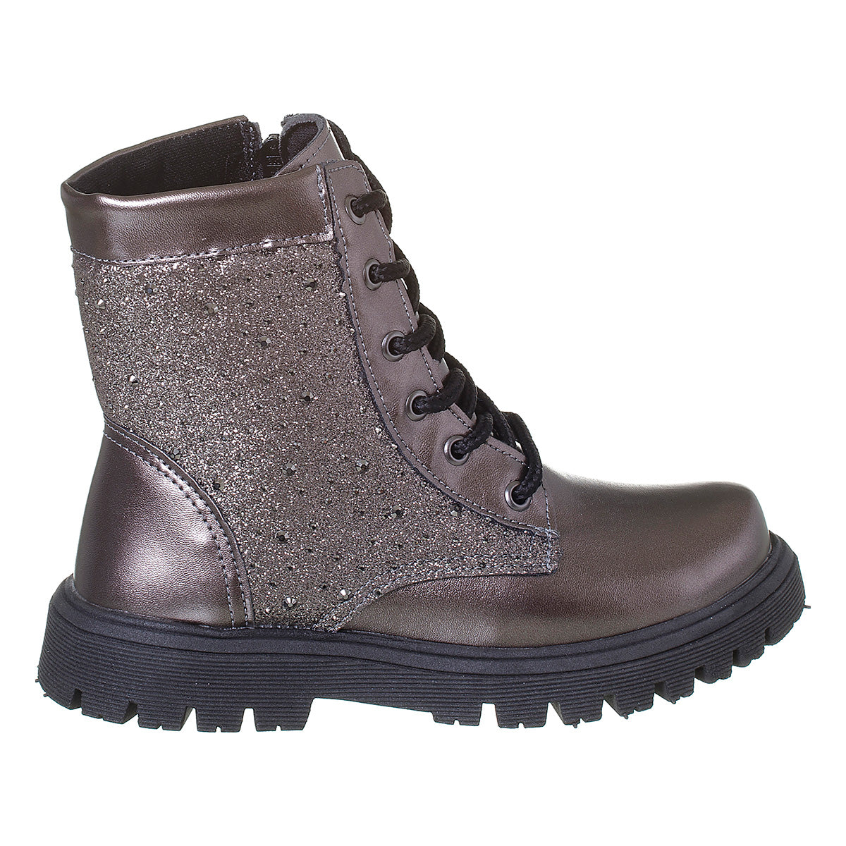 Bota Coturno Infantil Feminino Cano Médio Prata Velho
