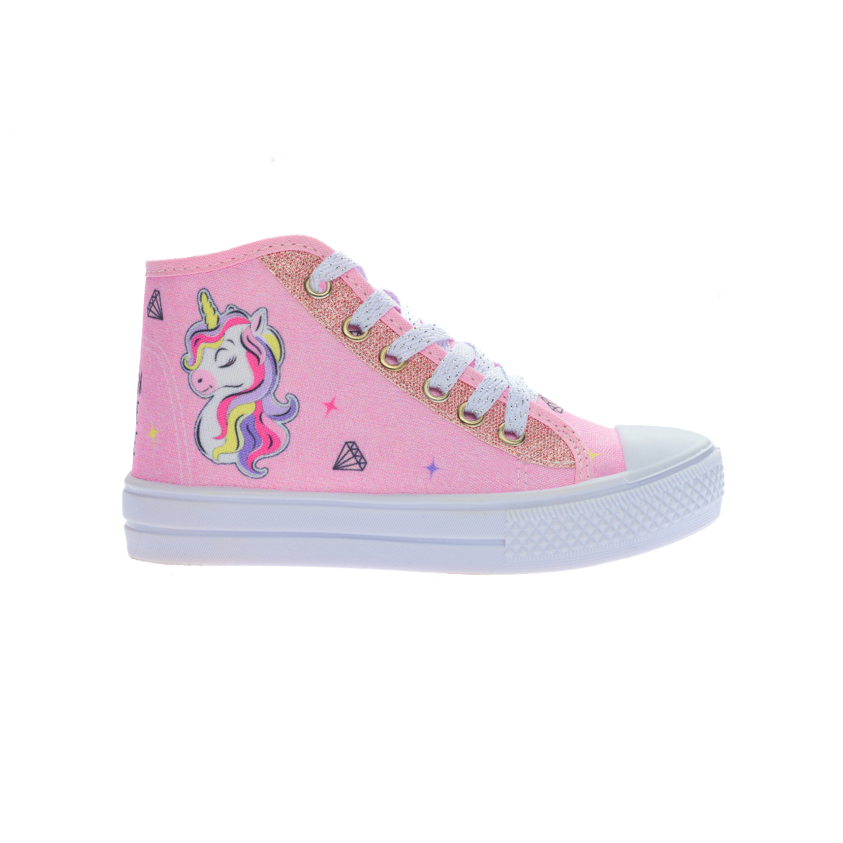 Tênis Infantil Feminino Estilo Street Cadarço Unicórnio Rosa