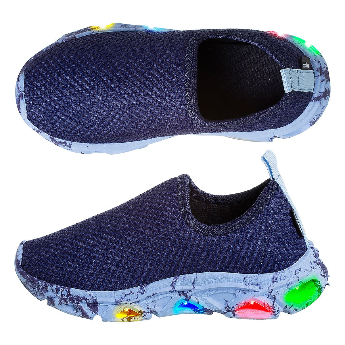 Tênis Infantil Masculino Calce Fácil Azul Com Led