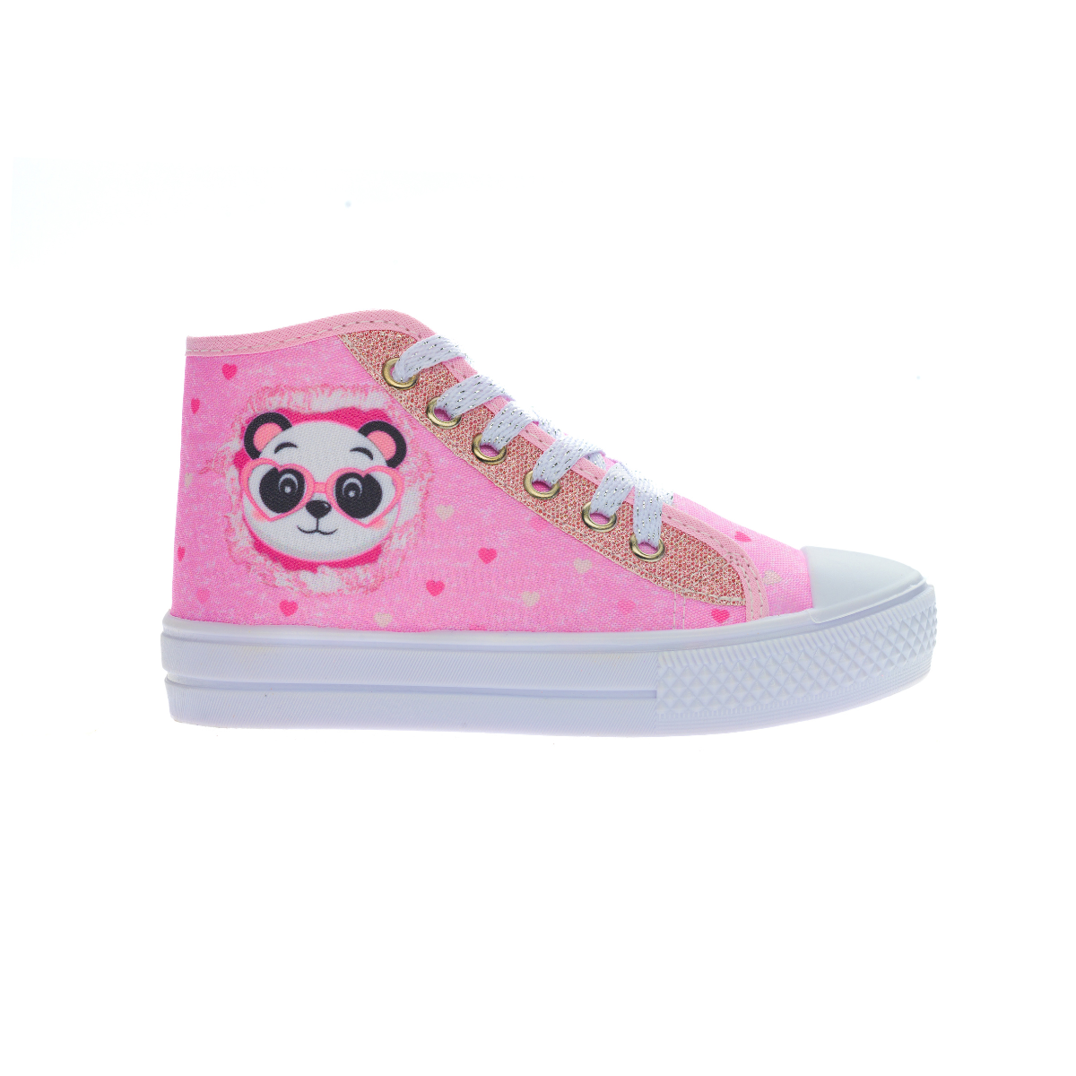 Tênis Infantil Feminino Estilo Street Cadarço Panda Rosa