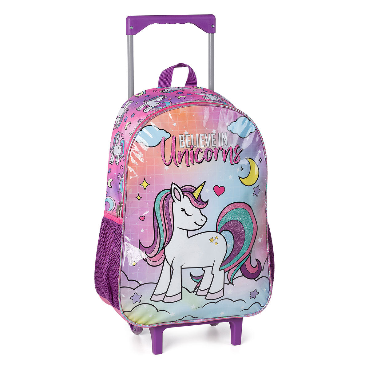 Kit Mochila Rodinha Escolar Unicórnio Estojo Lancheira