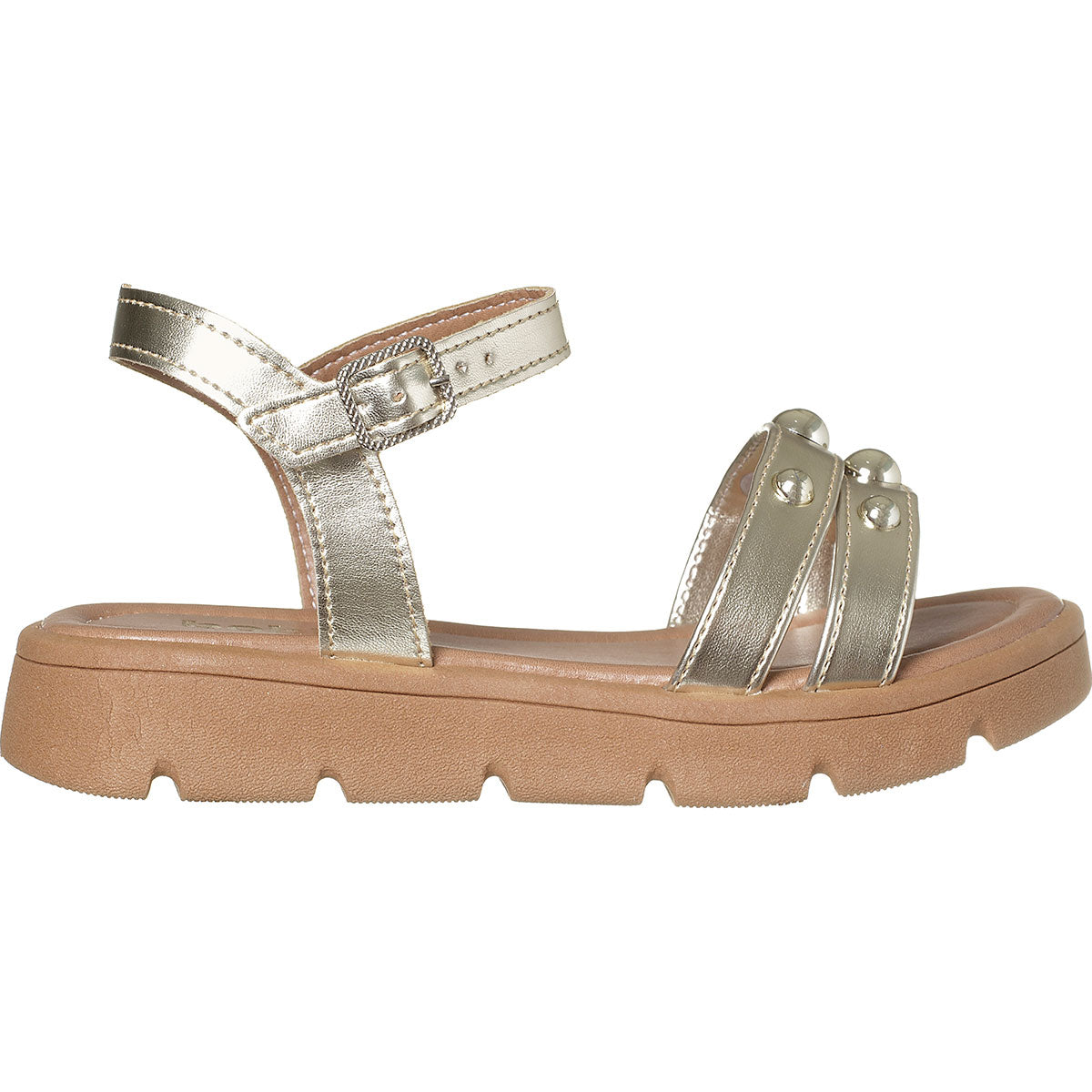 Sandália Infantil Feminina Flatform Fechamento Fivela Dourada