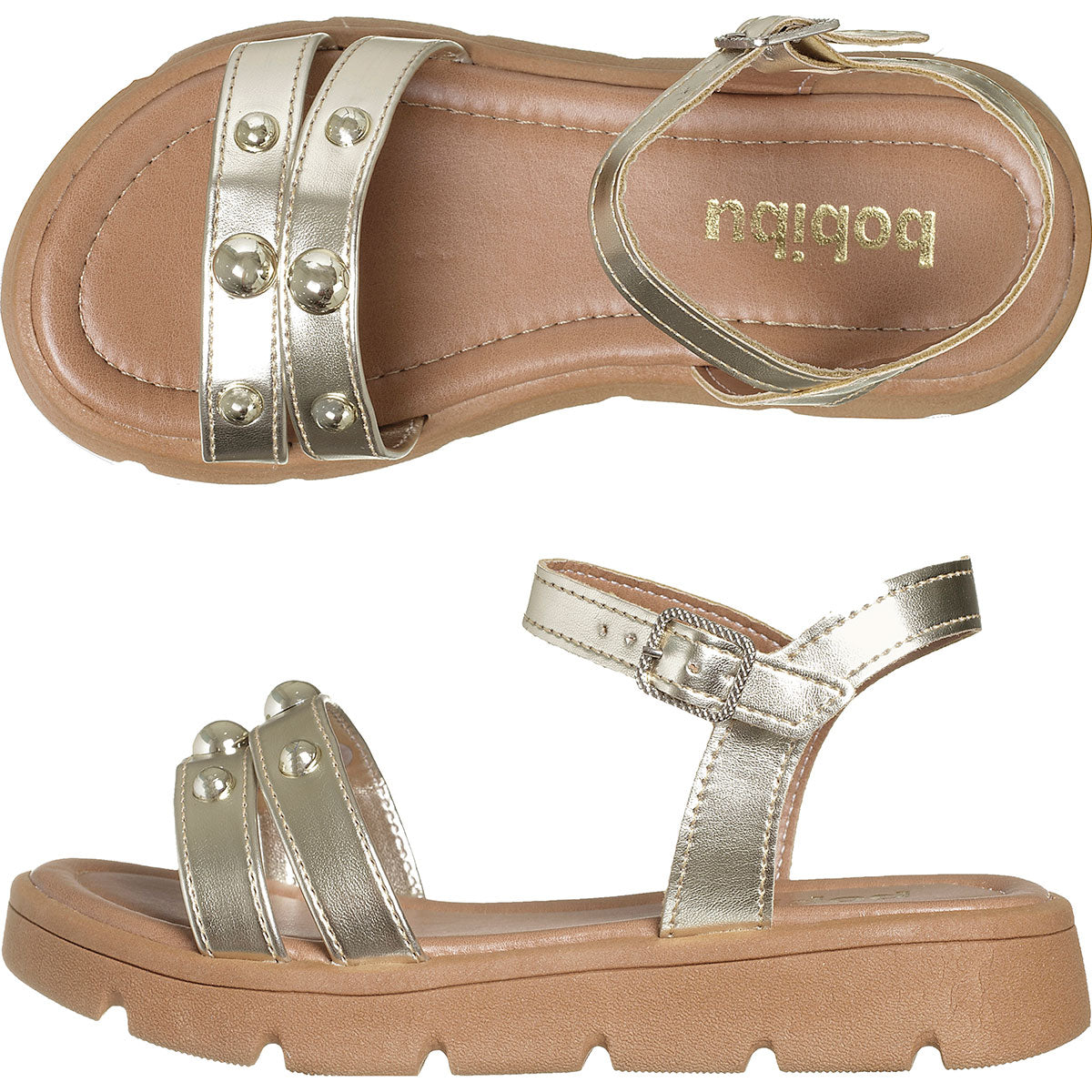 Sandália Infantil Feminina Flatform Fechamento Fivela Dourada