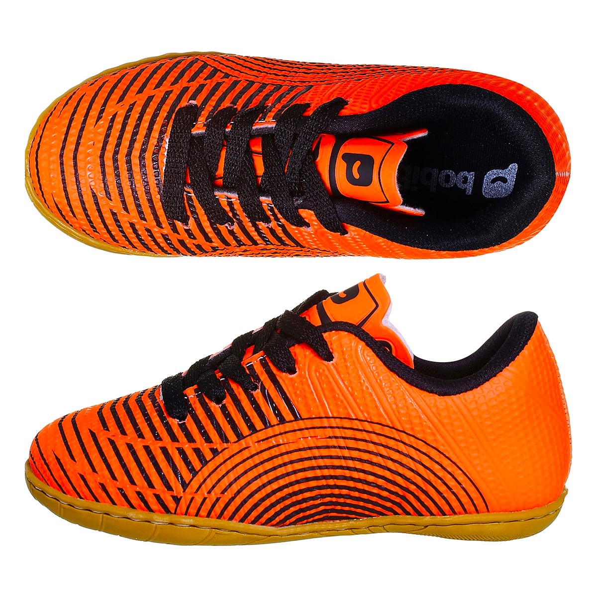 Tênis Chuteira Futsal Infantil Laranja E Preto