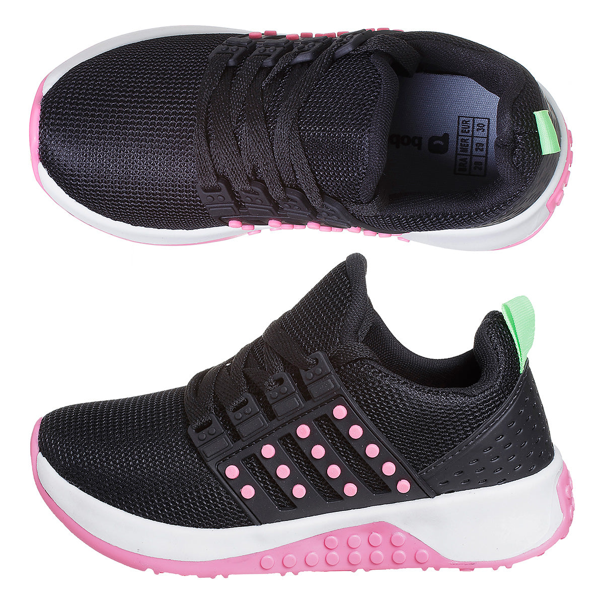 Tênis Infantil Feminino Esportivo Preto Detalhes Rosa